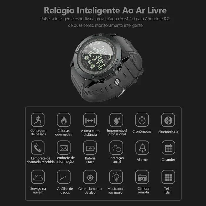 Relógio SmartWatch Militar Masculino T-Watch + Frete Grátis Apenas Hoje 🔥.